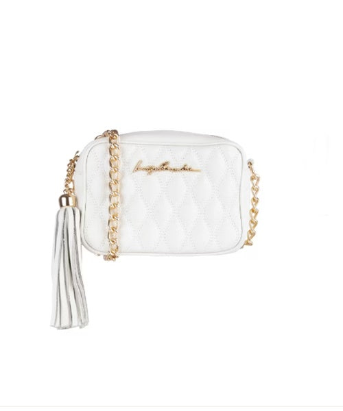 Bolsa Pequena Off White e Alça de Correntes Pequena