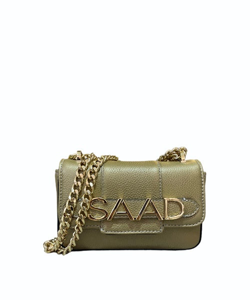 -Bolsa Mini em Couro Dourado