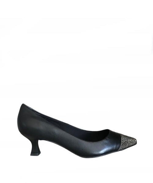 Sapato Scarpin Couro Strass -