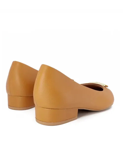 Scarpin Couro Marrom Detalhe Laser Bico -